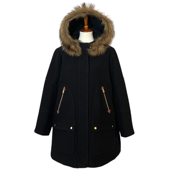 J. Crew Chateau Parka In Italian Stadium-Cloth Wool Hooded Winter Coat Size 22 - Picture 5 of 12